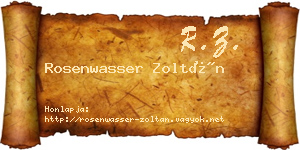 Rosenwasser Zoltán névjegykártya